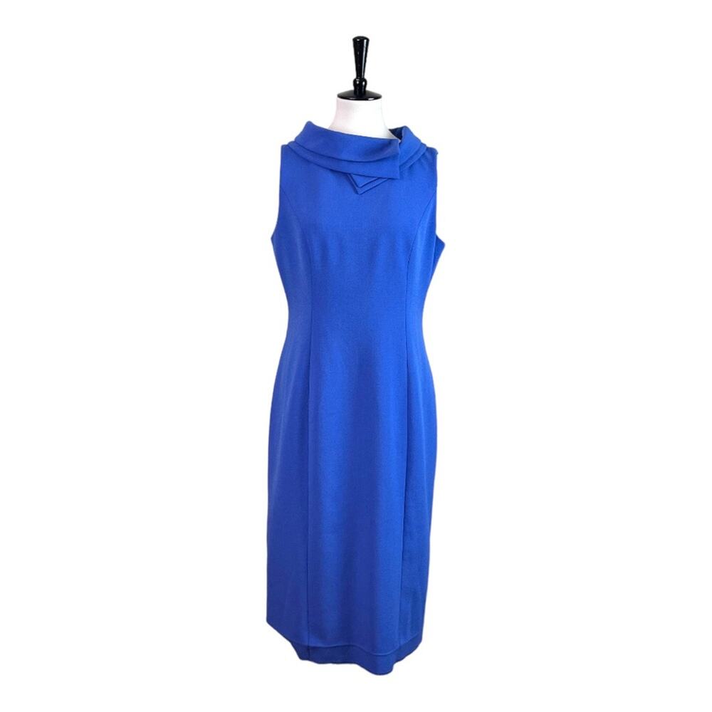 Harper Rose Sheath Midi Dress Fold Collar Sleeveless Blue Purple Women’s Size 12